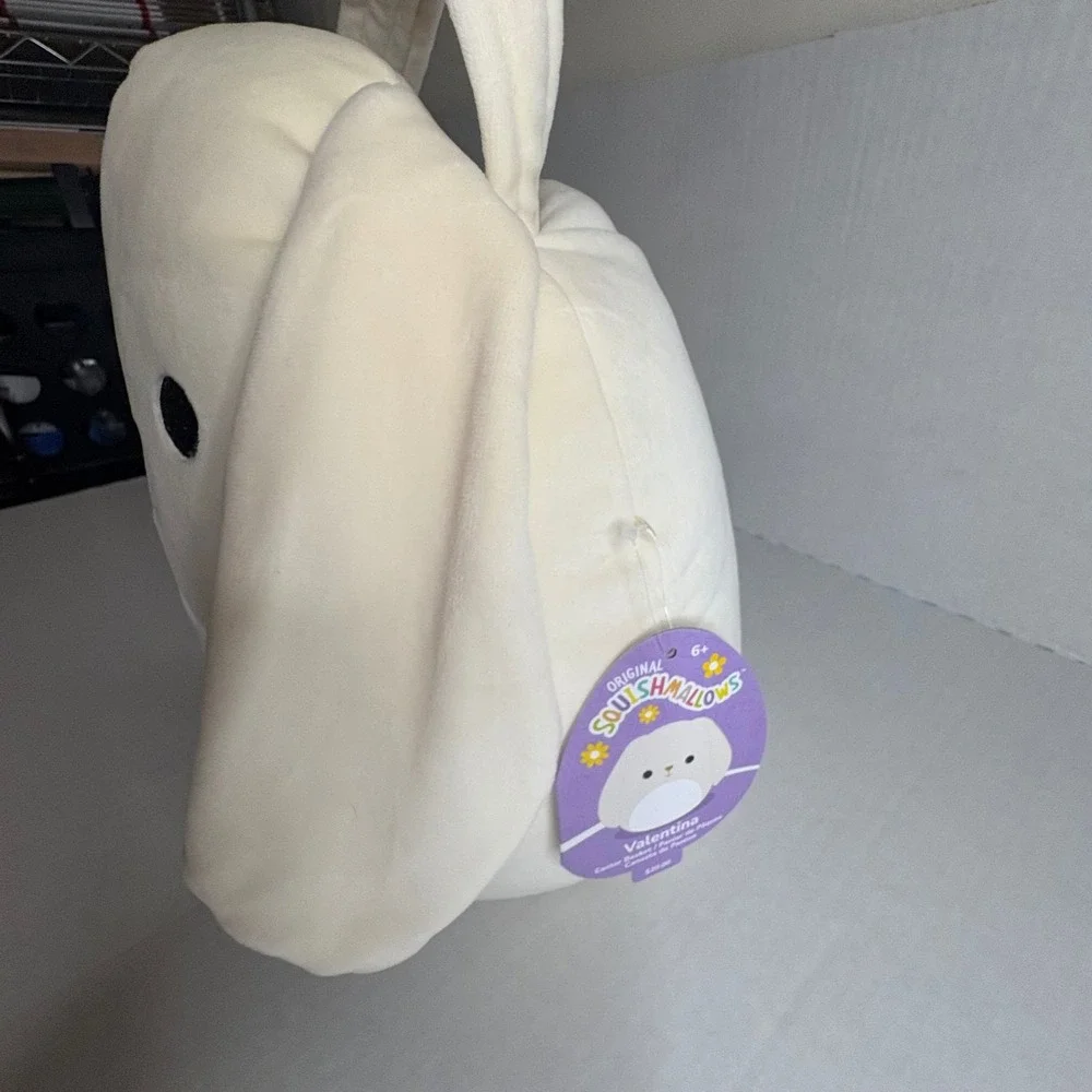 Squishmallows Valentina Bunny Easter Basket Plush Bag Cream White‎
